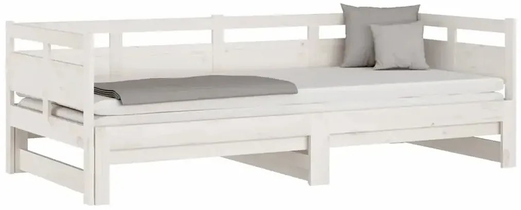 Białe drewniane łóżko rozsuwane 2x(80x200) cm - Givefi 3X