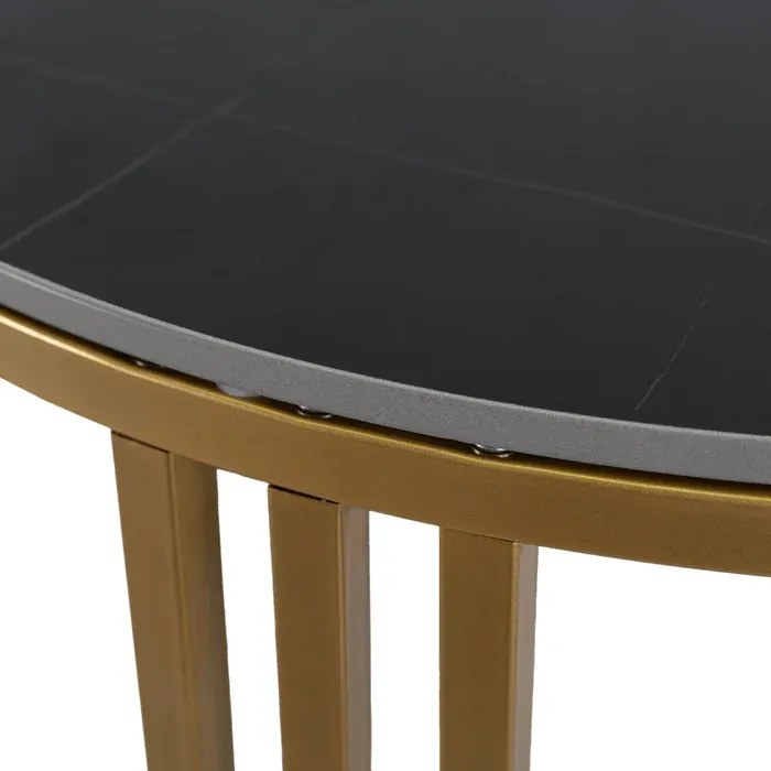 Stolik Kawowy KORIN 70 cm Czarny Marmur/Złoty Glamour