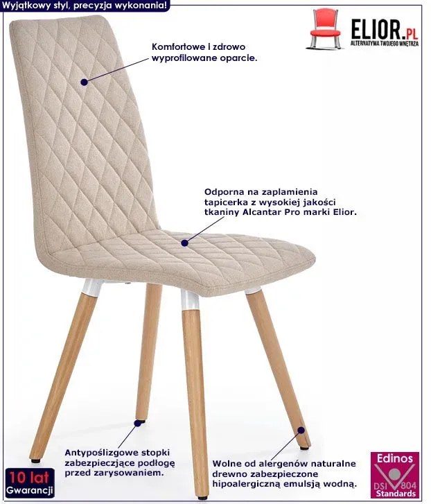 Beżowe Pikowane Krzesło Tapicerowane Z3-Z26