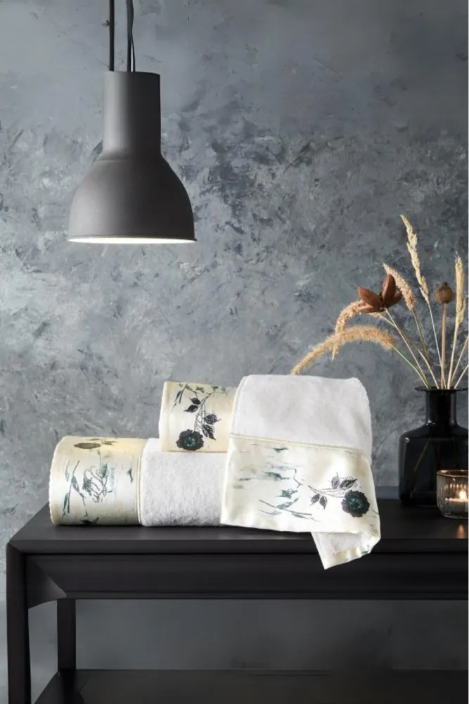 Podarunkowy zestaw ręczników SERENNA, 3 szt Biały Zestaw (ręcznik 30x50cm, ręcznik 50x100cm, ręcznik 75x150cm)