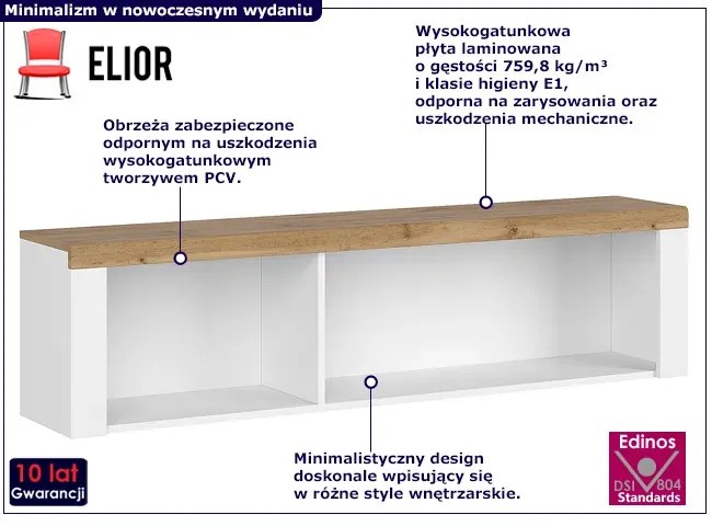 Biała minimalistyczna półka ścienna - Nelora 16X