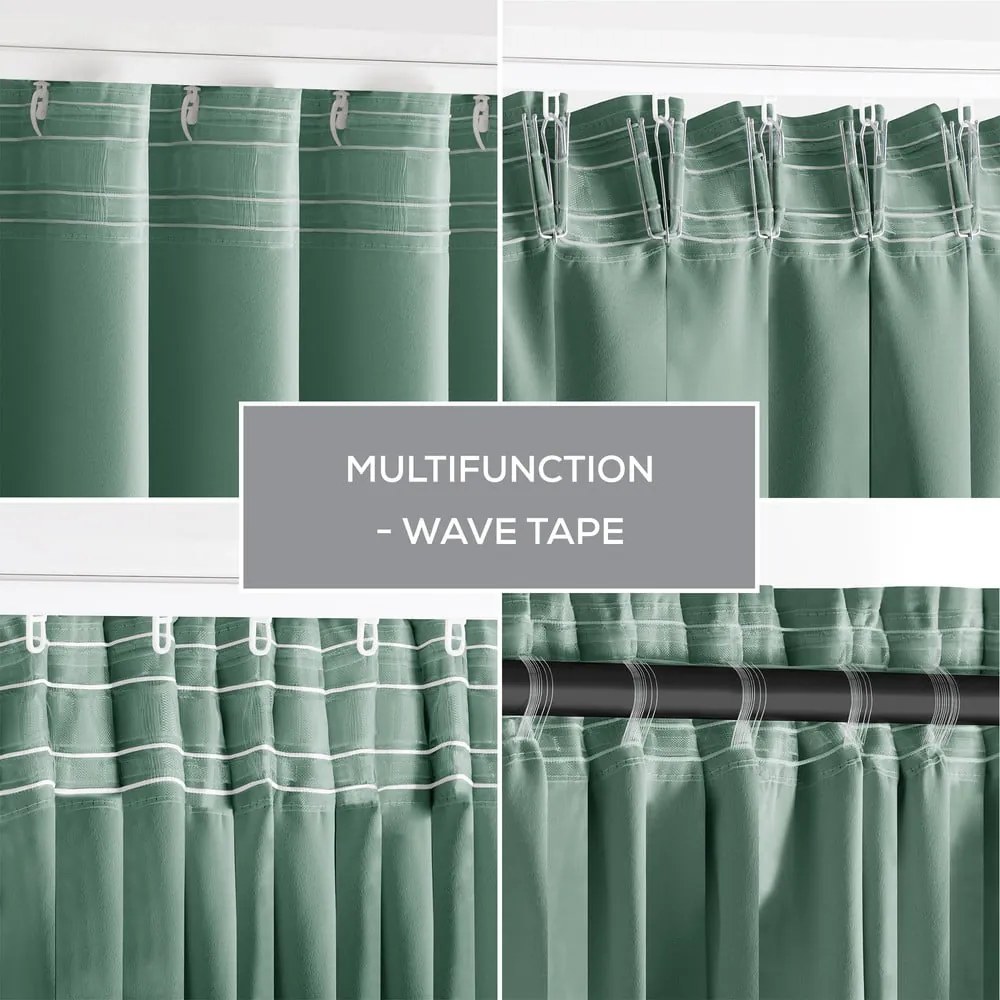 Jasnozielona zaciemniająca zasłona termiczna 140x270 cm Pleat – Restilo