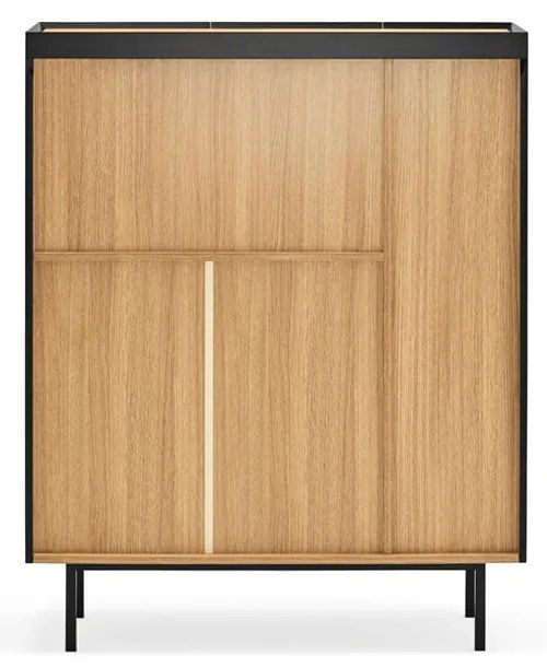 Czarna wysoka komoda w dekorze dębu 95x120 cm Arista – Teulat