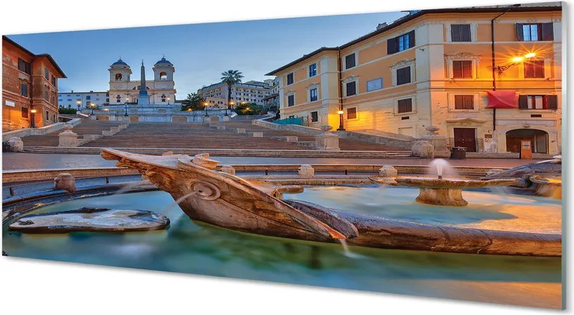 Panel Szklany Rzymska Fontanna o Zmierzchu