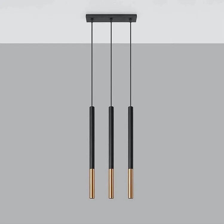 Lampa wisząca MOZAICA 3L czarna/miedź