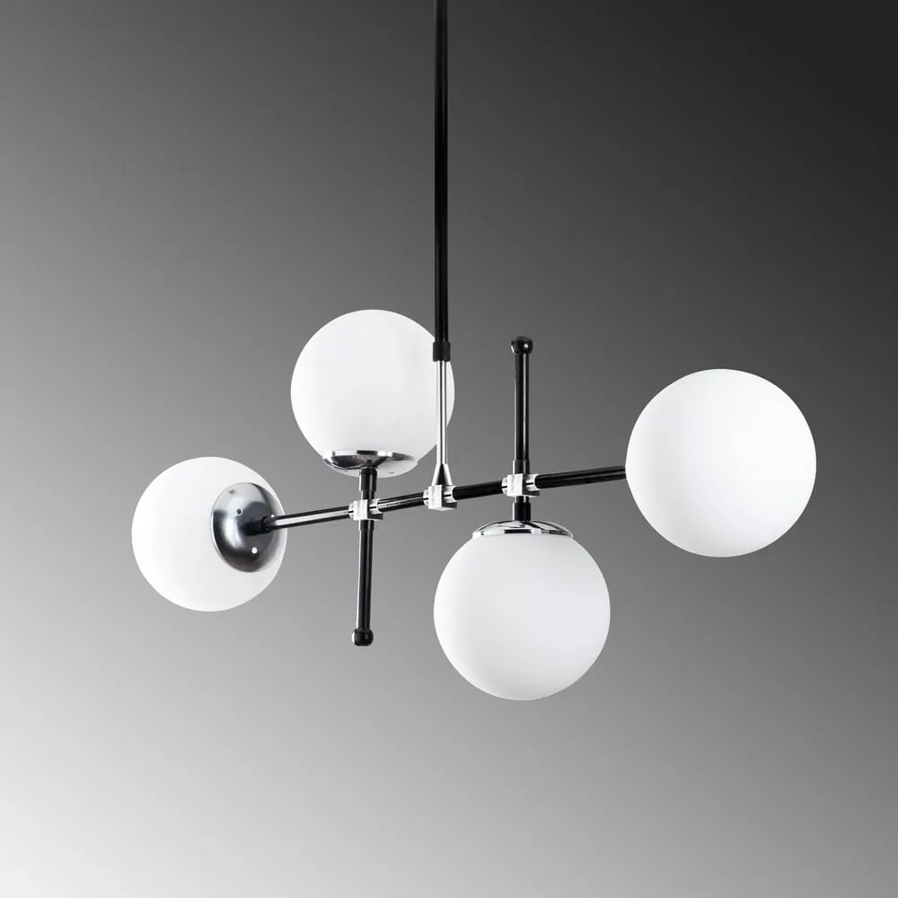Czarno-biała lampa wisząca ze szklanym kloszem My Legend – Opviq lights