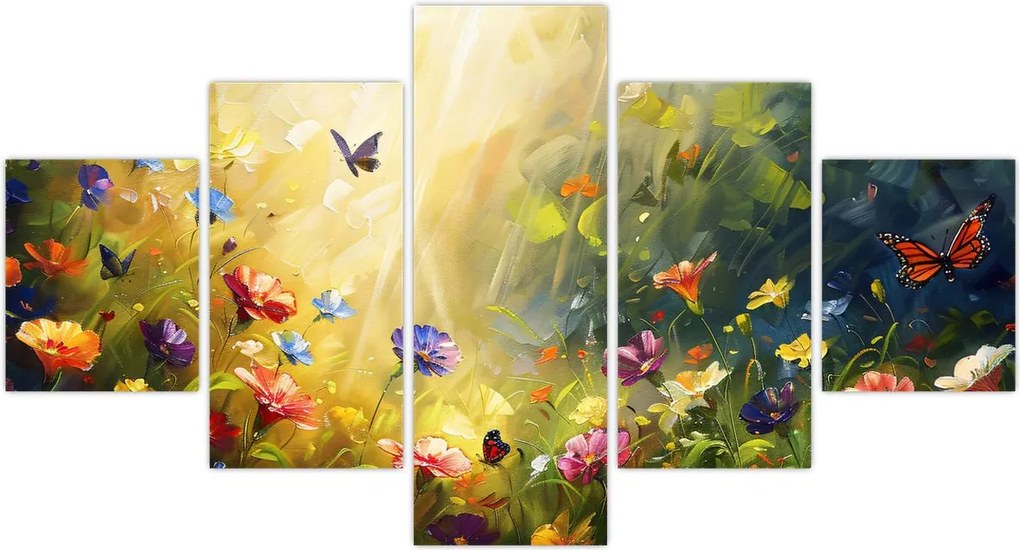 Obraz - Wiosenna łąka kwiatowa, malarstwo (125x70 cm)