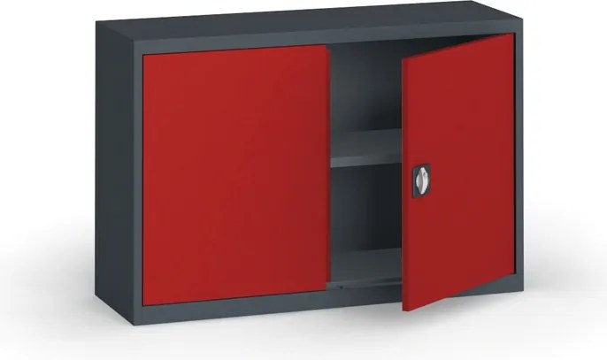 Szafa metalowa, 800 x 1200 x 400 mm, 1 półka, grafitowy/czerwona