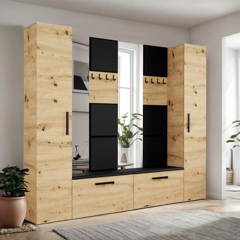 Masseno Garderoba MODULO 241,2/204/40 cm do Przedpokoju Nowoczesna Dąb Artisan