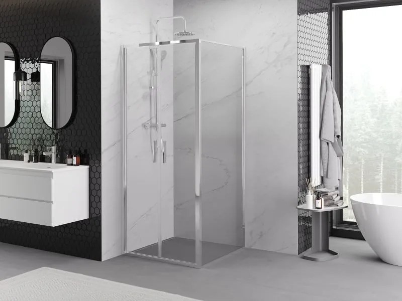 Mexen Exo-B Duo kabina prysznicowa uchylna 80 x 80 cm, transparent, chrom - 814-080-080-01-00