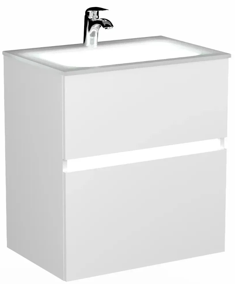 Szafka pod umywalkę NEO 60 cm biały połysk z oświetleniem LED KROFAM