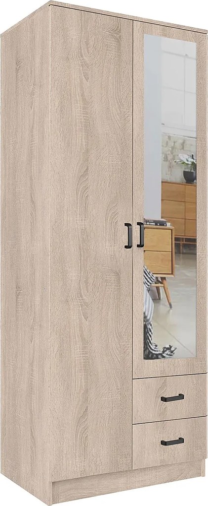 Skandynawska szafa z lustrem w kolorze dąb sonoma W0-L64