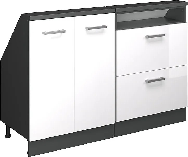 Zestaw szafek na dach skośny biały wysoki połysk/antracyt 120x46x81.6 rion