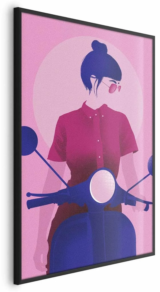 Plakat Kobieta na skuterze 29,7x42 cm z ramą czarną bez marginesu ARTGEIST B