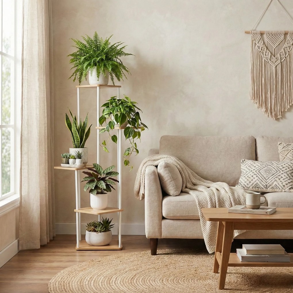 Kwietnik stojący wysoki na 5 kwiatów RIMOZA, 30 x 30 x 106 cm