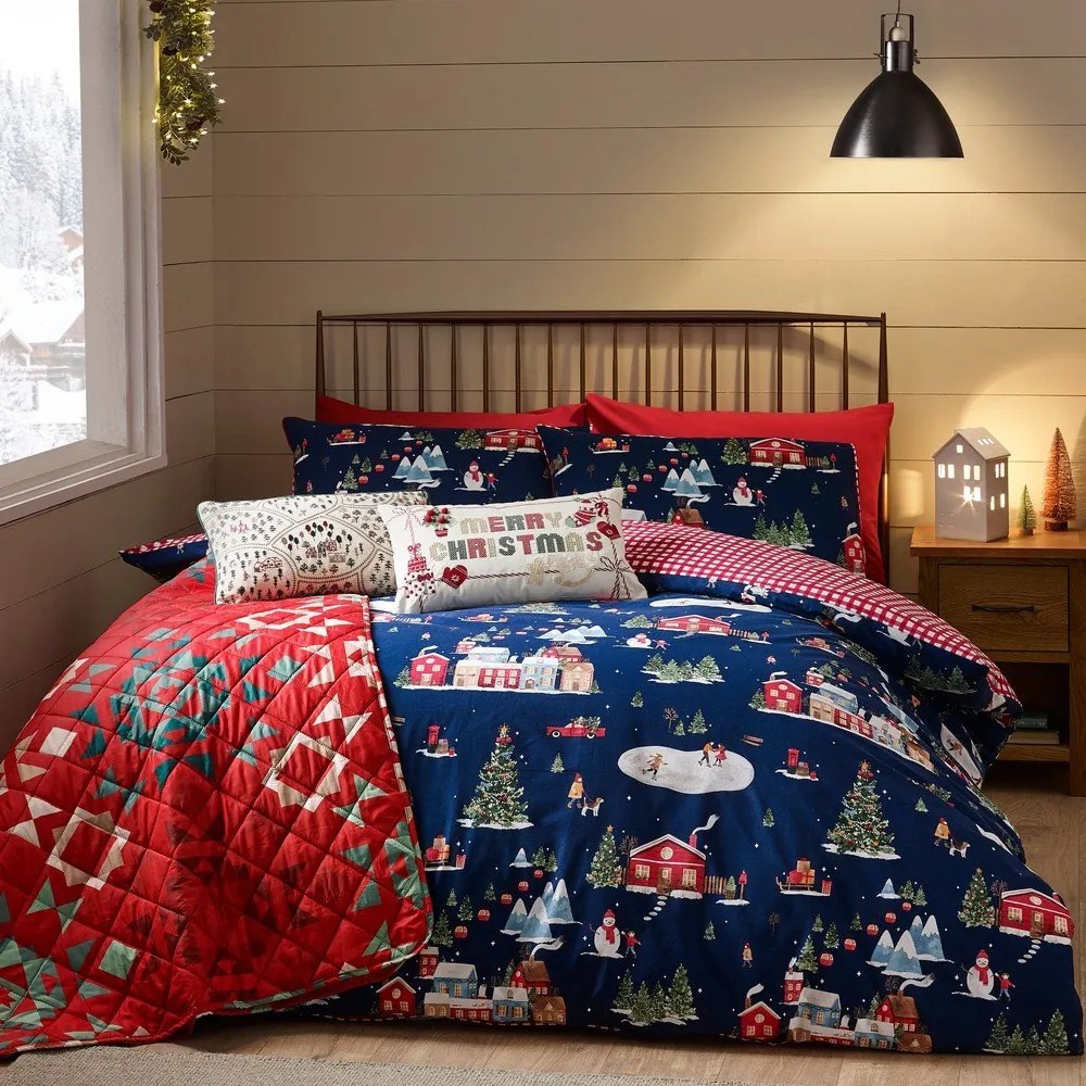 Niebieska pościel dwuosobowa 230x220 cm Ski Village – Catherine Lansfield