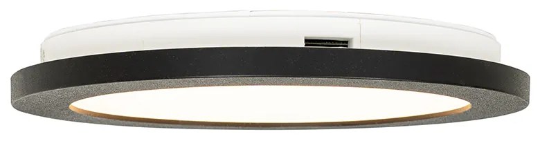 Nowoczesna lampa sufitowa czarna 22,5 cm z diodą LED IP44 - Steve Nowoczesny Oswietlenie wewnetrzne