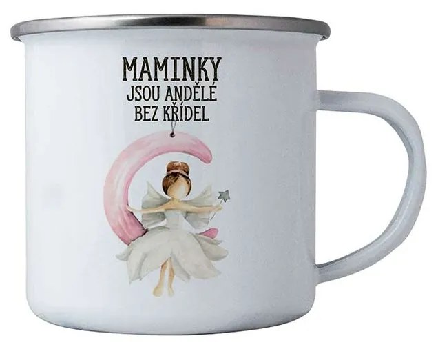 Bohemia Gifts Kubek blaszany- Mamy są aniołami, 350 ml