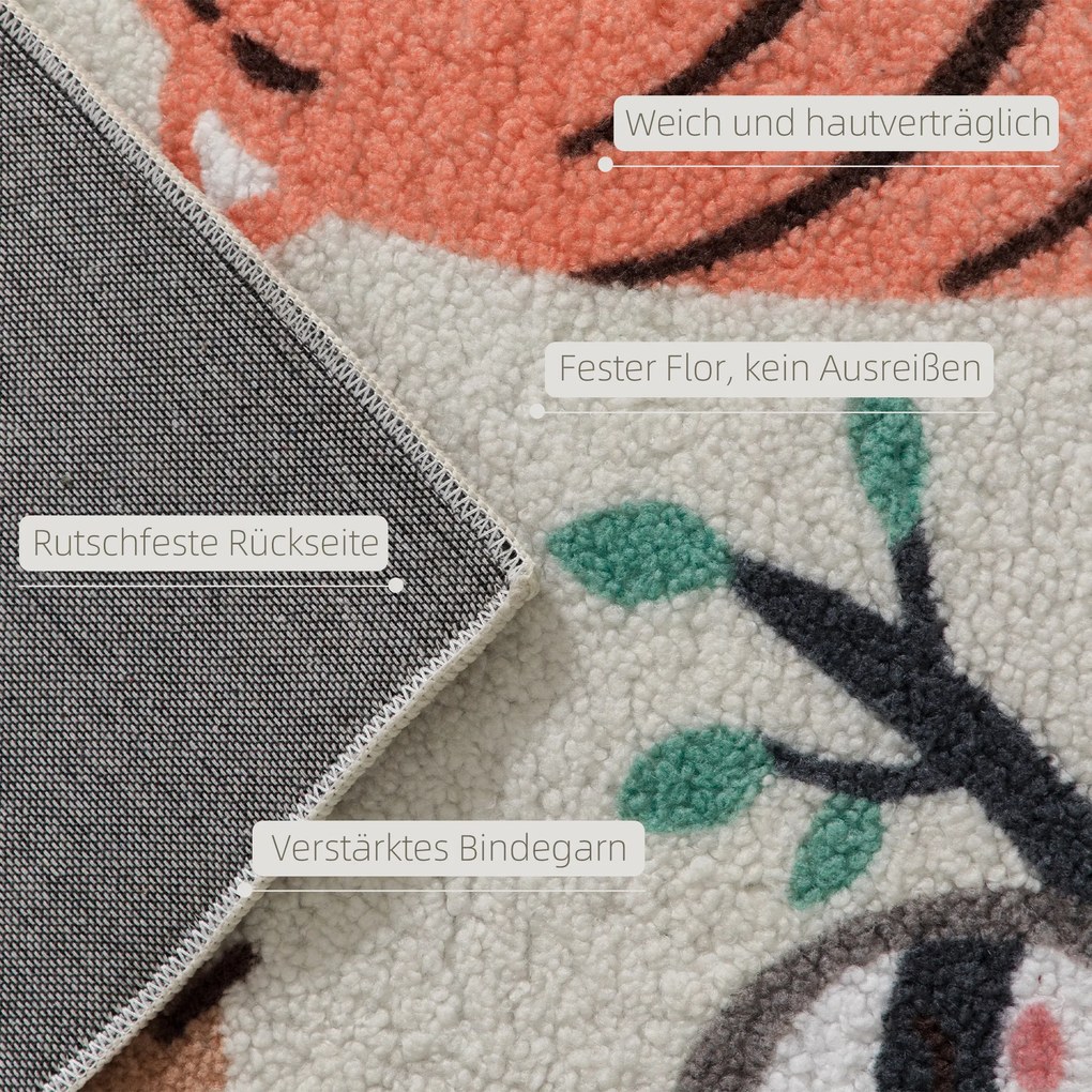 HOMCOM Fleece-Dywan z Wzorem Dżungli, łatwy w pielęgnacji, Kremowy+Bunt