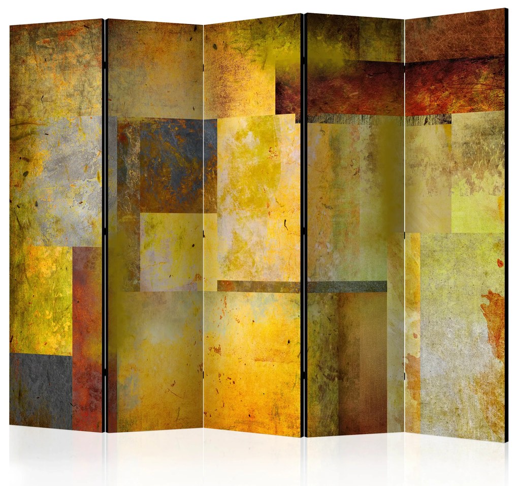 Parawan dwustronny Abstrakcje 225x172 cm 5-częściowy żółty ARTGEIST B