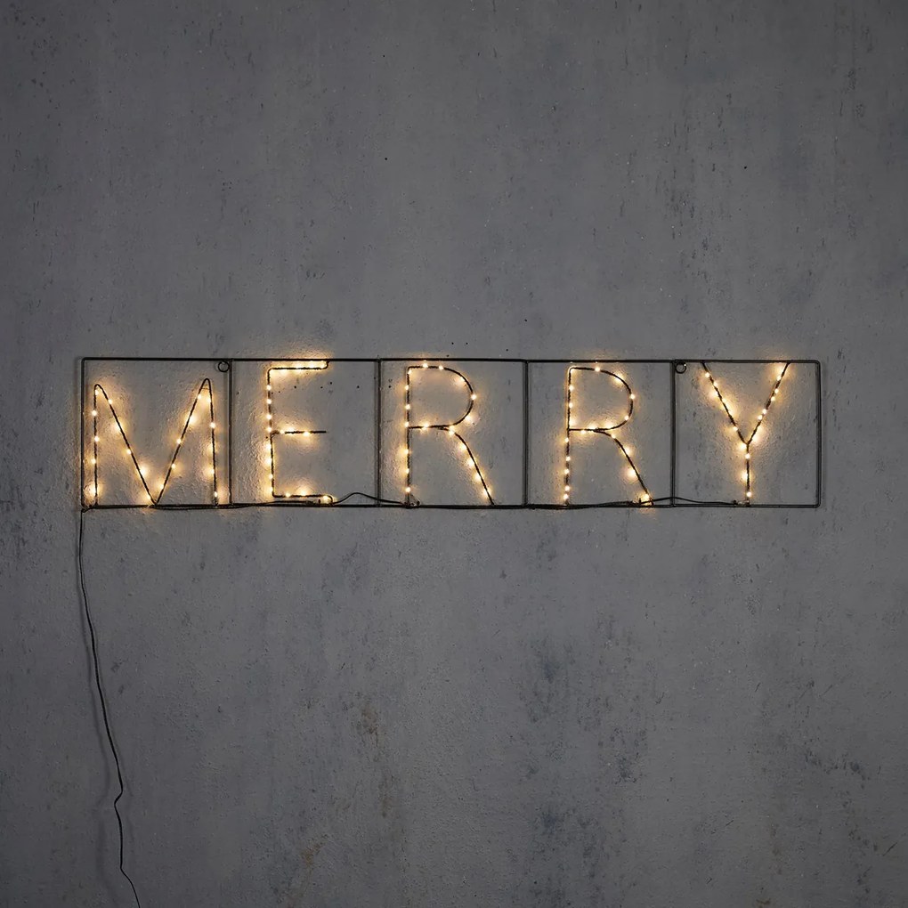 Zewnetrzna Świąteczna lampa ścienna czarna MERRY z LED i timerem IP44 - Yoro Oswietlenie zewnetrzne