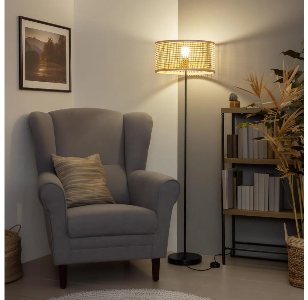 Brilagi - Lampa stojąca LED CERIA 1xE27/40W/230V śr. 40 cm bambus/czarna