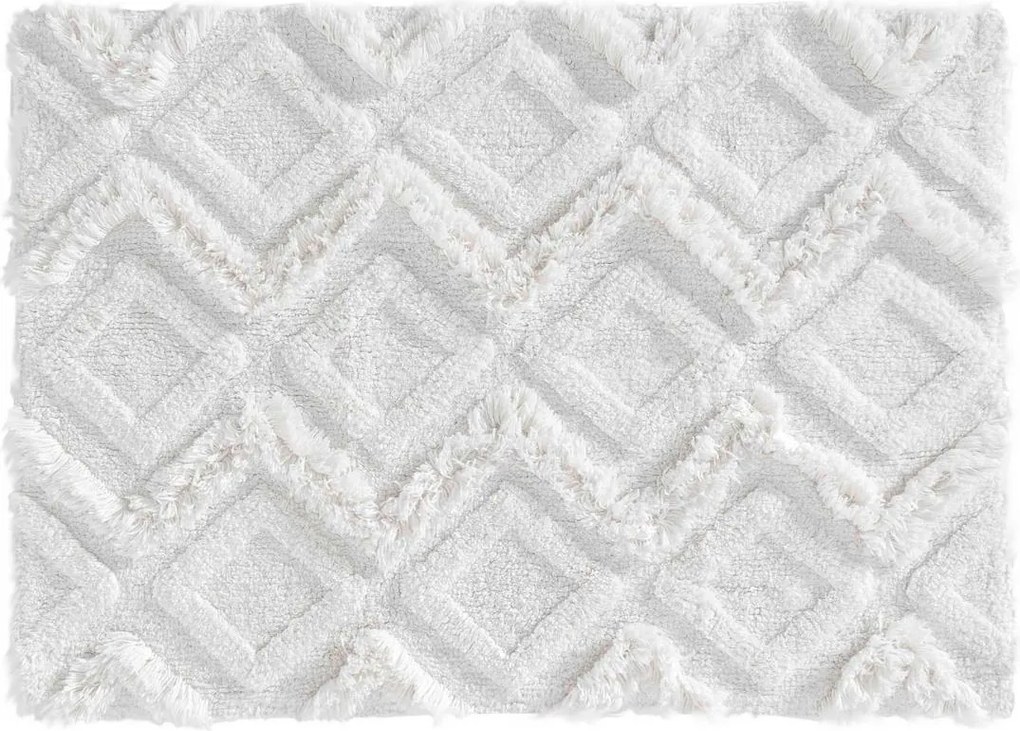 Dywanik łazienkowy boho IKATIS, bawełniany o grubym splocie, 50 x 80 cm