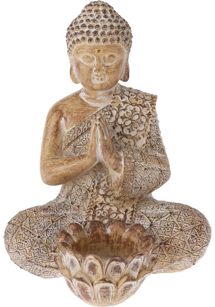 Dekoracja ogrodowa Budda na świeczkę ogrzewacz, 14 x 19 x 13 cm, piaskowy
