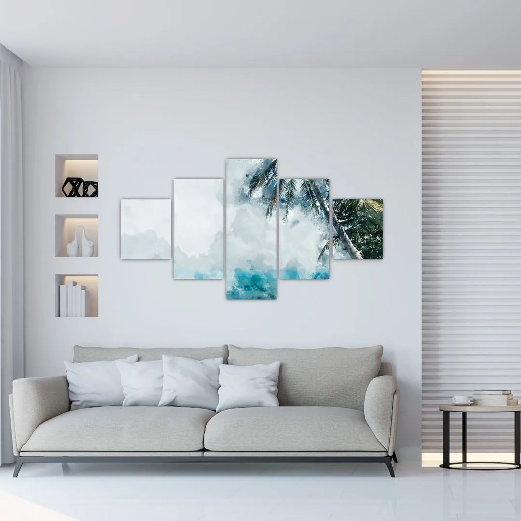 Obraz palmy nad morzem (125x70 cm)