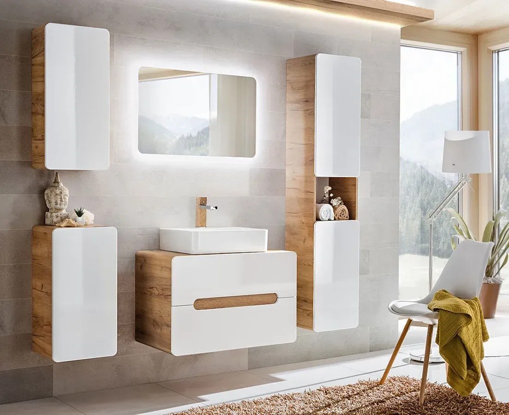Komplet wiszących mebli łazienkowych  80 cm Biały połyskS8-W50
