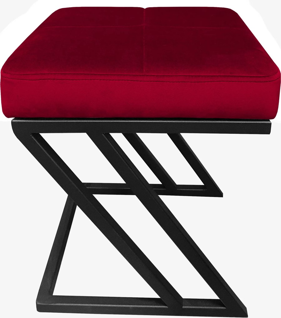 Pufa ZETA tkanina Welur loft ławka podnóżek metal : Kolor Stelaża - Czarny , Kolor tkaniny - VELVET - MG31, Typ tkaniny - Velvet