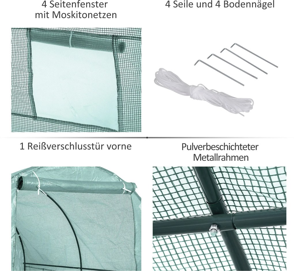 Outsunny Szklarnia Foliowa Ogrodowa Wysoka Jakość Stabilna Konstrukcja 245x200x198cm Zielona | Aosom PL