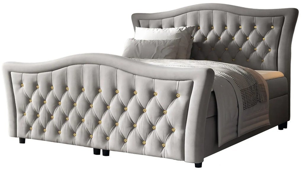 Jasnoszare łóżko kontynentalne 5 rozmiarów W2-W18