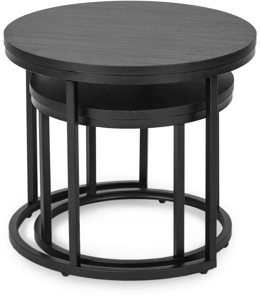 Zestaw Stolików Kawowych MANU 43 cm/53 cm Czarny Nowoczesny Loft