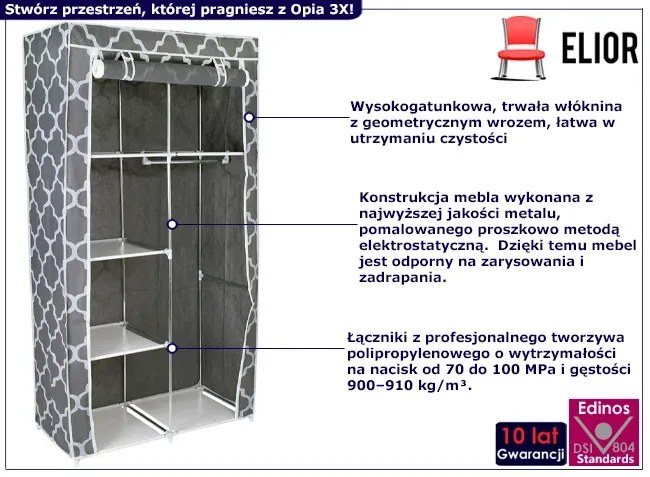 Tekstylna szafa materiałowa z geometrycznym wzorem - Larson 3X