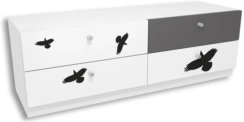 Biało-grafitowa komoda dziecięca z grafiką T9-C00