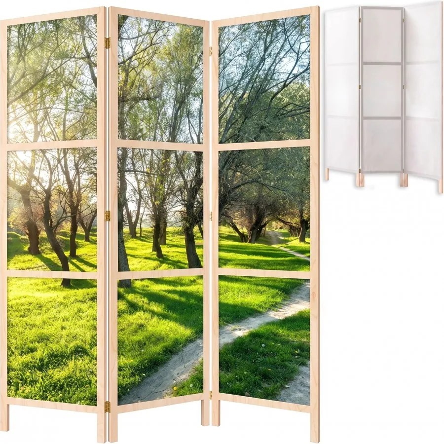 Parawan pokojowy 3-częściowy 135x172 drewniany japoński Jednostronny dekoracyjny naturalny Wielokolorowy