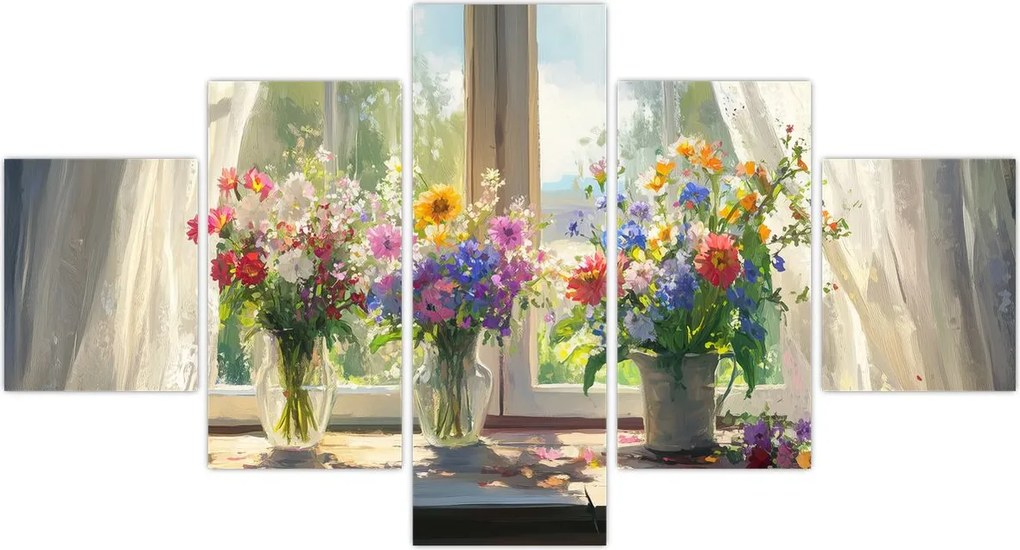 Obraz - Bukiet przy oknie (125x70 cm)