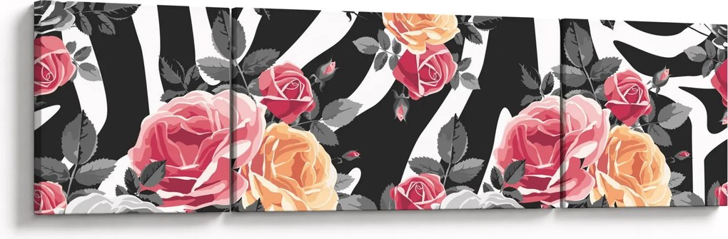 Obraz kwitnących róż (170x50 cm)