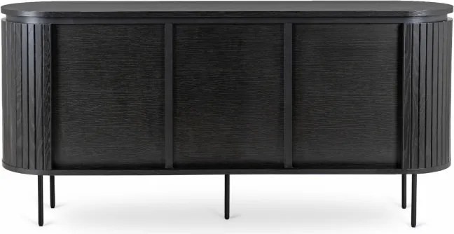 Komoda do Salonu BECK 160 cm Czarna Trzydrzwiowa Ryflowana Nowoczesna