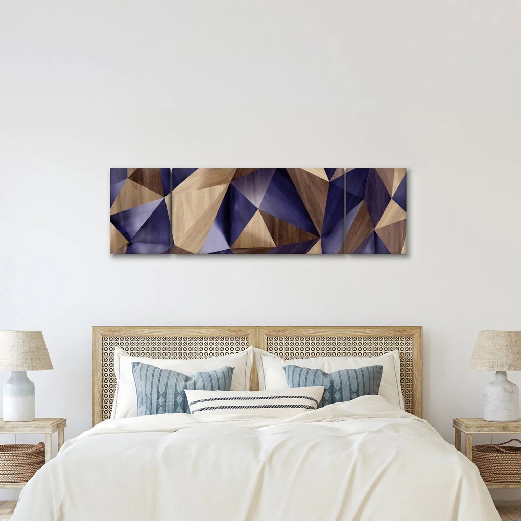 Obraz - 3D drewniane trójkąty (170x50 cm)