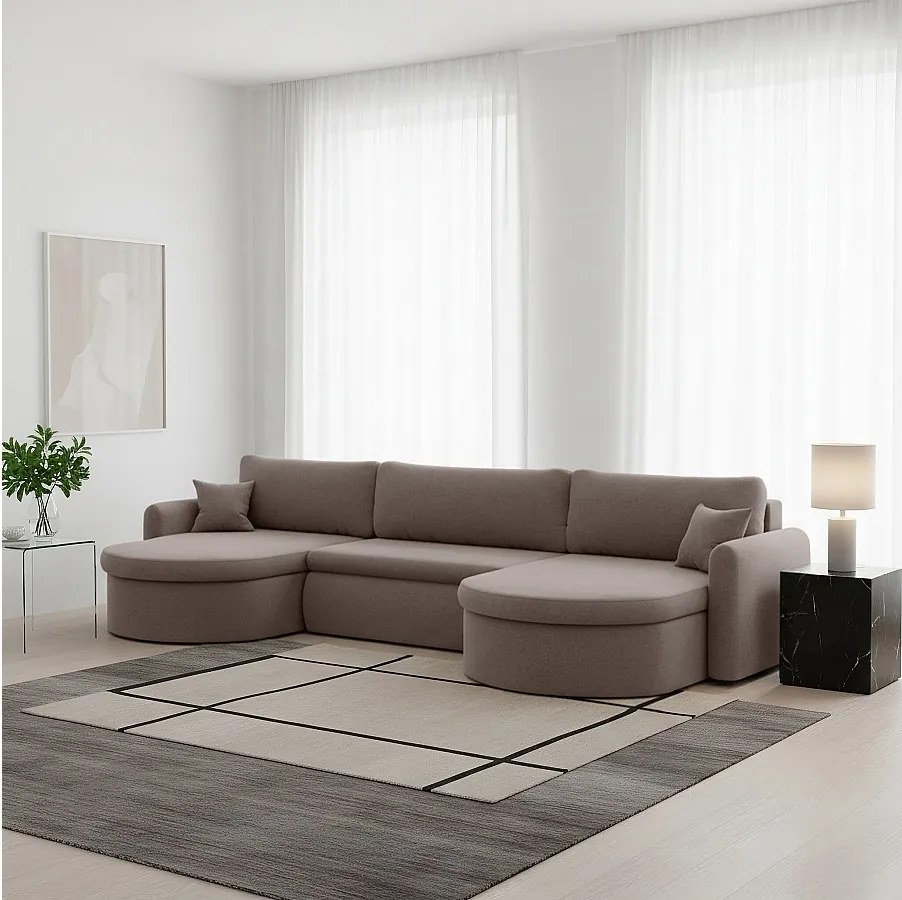 Uniwersalny narożnik Verona U z funkcją spania, do salonu, brązowy