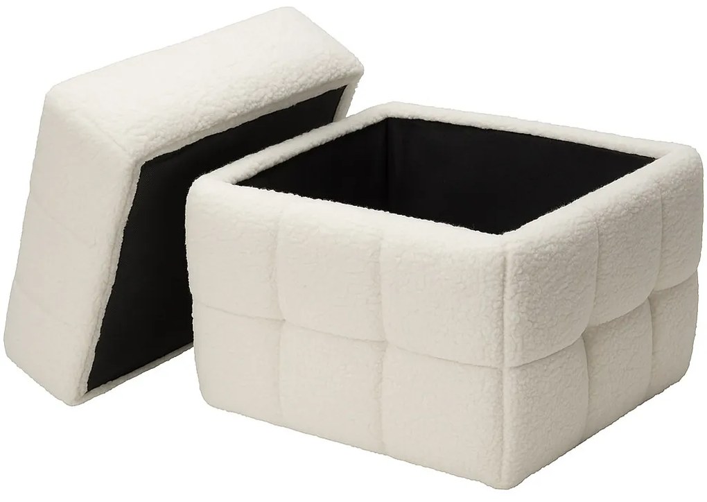 Pufa ze schowkiem kostka SQUARE, tapicerka baranek, 38 x 38 x 37 cm