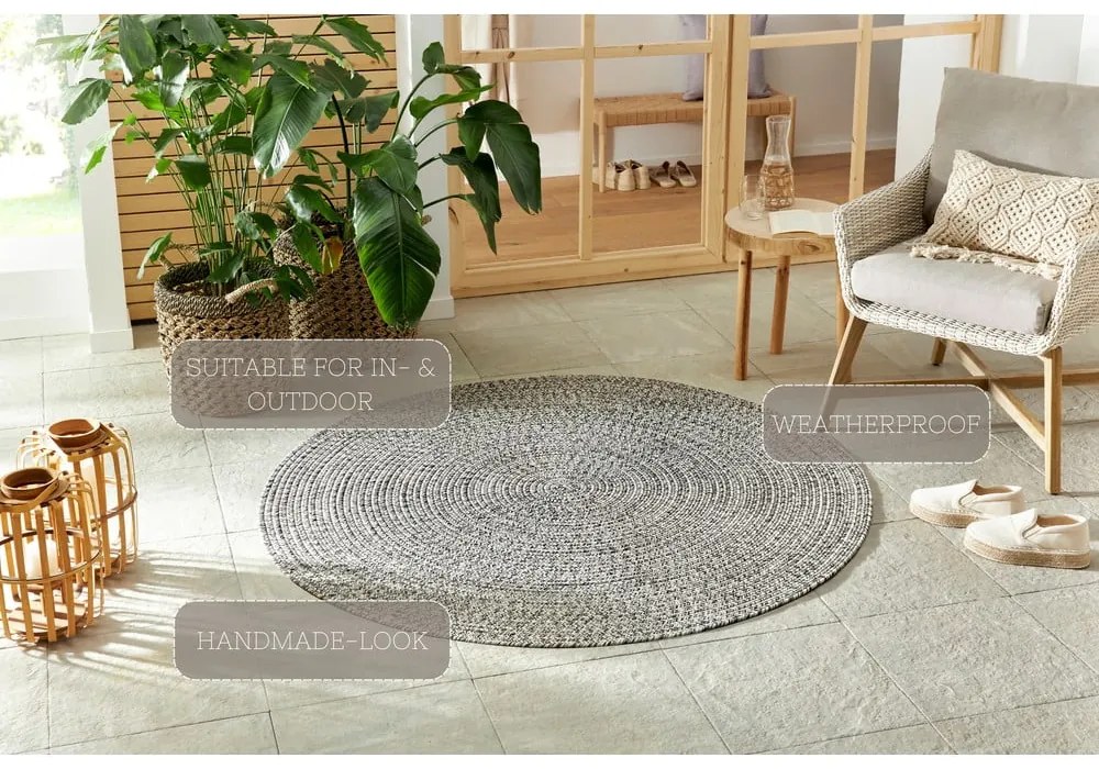 Szarobeżowy okrągły dywan odpowiedni na zewnątrz ø 150 cm – NORTHRUGS