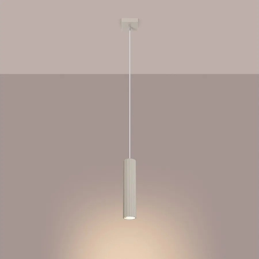 Lampa wisząca minimalistyczny Gloow, aluminium - 1 źródło światła 3000K - L.8 x H.118 cm - beżowy