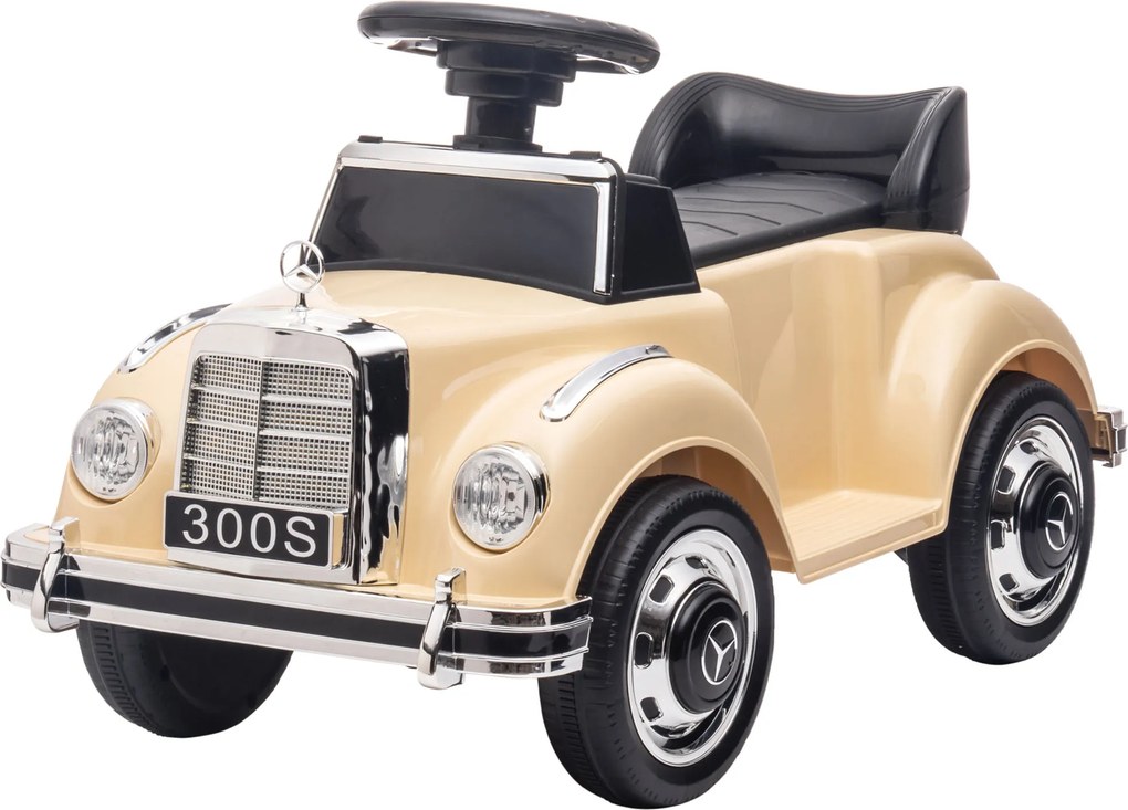 AIYAPLAY Jeździk dla dzieci Mercedes Benz 300 S, beżowy, Design, zabezpieczenie przed przewróceniem