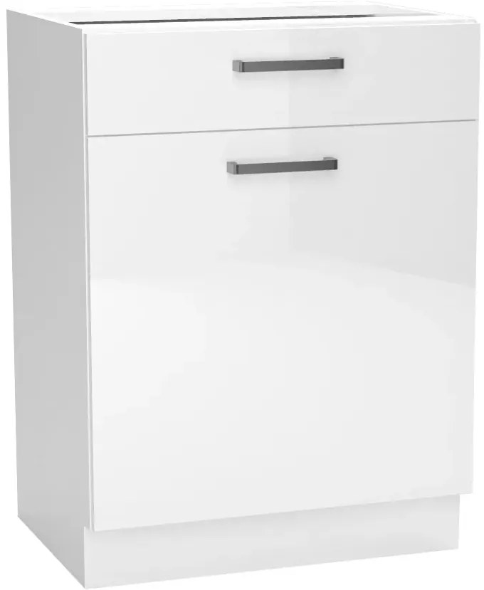 Biała szafka z szufladą do nowoczesnej kuchni - Lucio 11X 60 cm połysk