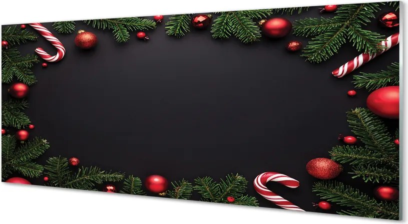 Panel szklany do Kuchni Świąteczne Słodycze i Bombki