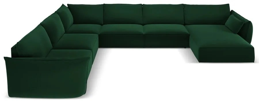 Ciemnozielony aksamitny narożnik (lewostronny/w kształcie litery U) Vanda – Mazzini Sofas