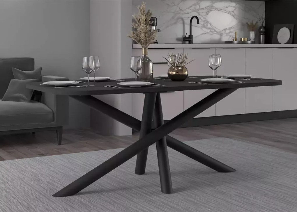Stół prostokątny Yoko 185 × 90 z blatem laminowanym i nogami typu pająk